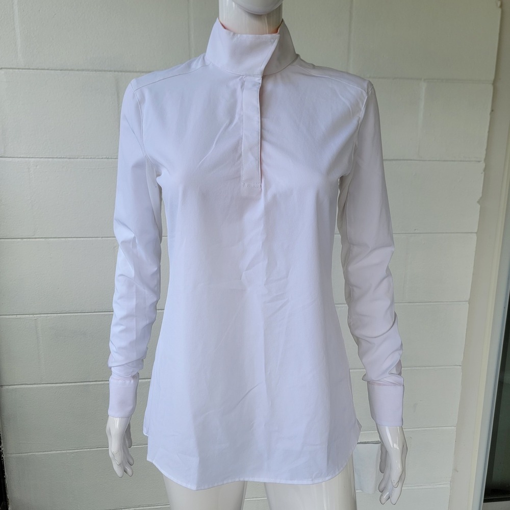 RJ Classics Show Shirt White Women's M Equestrian Preppy Performance Athleisure